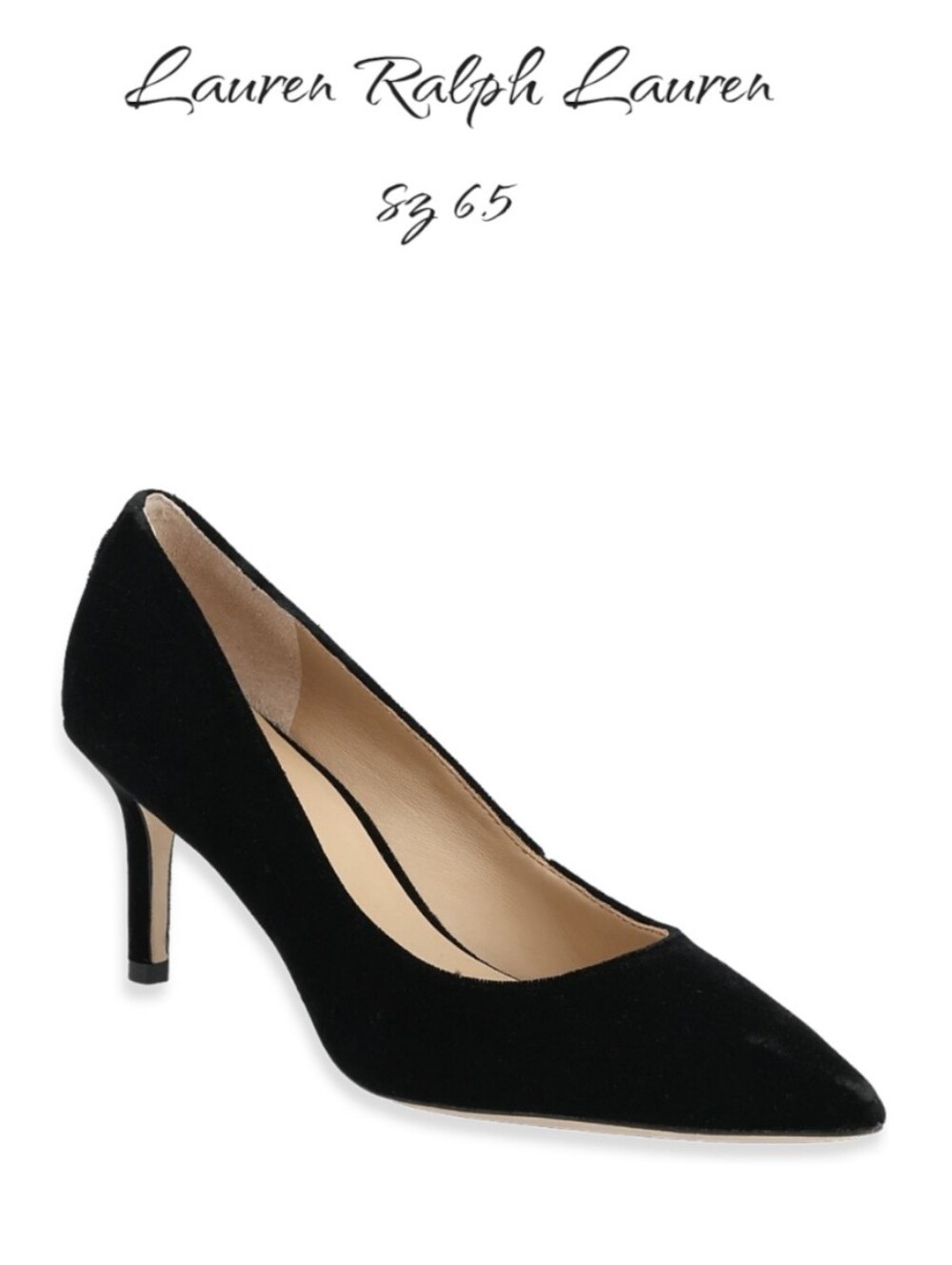 Lauren Ralph Lauren Lanette Black Suede Pointed Toe Pumps Heels Size 6.5